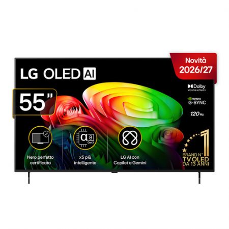 ~ai-bb042c7f-2a51-436e-8301-02dc733a3ec4_ LG OLED AI 55'' Serie B6 OLED55B65LA, 4K, Nero perfetto, Dolby Vision, Processore α8 Gen3, 120Hz, G-Sync, SMART TV 2026