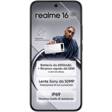 realme 16 5G 16,7 cm (6.57”) Doppia SIM Android 16.0 USB tipo-C 8 GB 256 GB 6550 mAh Nero