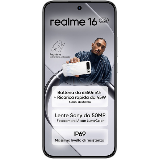 realme 16 5G 16,7 cm (6.57'') Doppia SIM Android 16.0 USB tipo-C 8 GB 256 GB 6550 mAh Nero