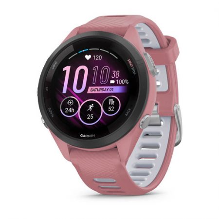 Garmin Forerunner 265S 2,79 cm (1.1”) AMOLED 42 mm Digitale 360 x 360 Pixel Touch screen Nero, Rosa Wi-Fi GPS (satellitare)