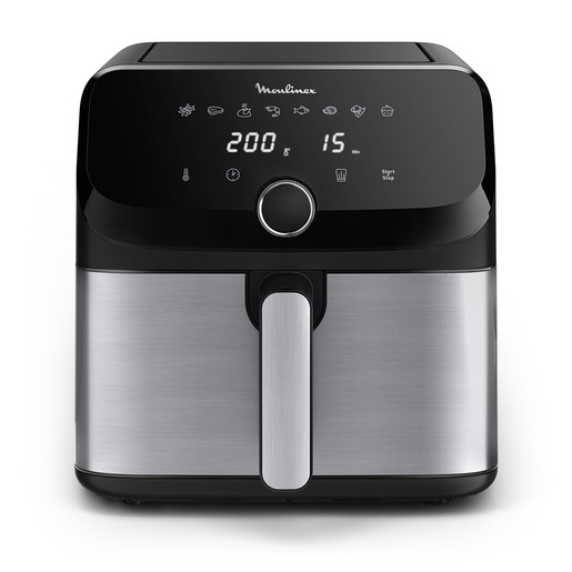 Moulinex Easy Fry Mega , Friggitrice ad aria, Capacità Extra Large 7,5L/2kg, 8 programmi preimpostati, Acciaio Inossidabile