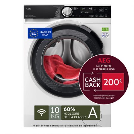 AEG Serie 9000 Lavatrice Carica Frontale 10 Kg Classe A-60% 1400 Giri MADE IN ITALY LR9FA104SY