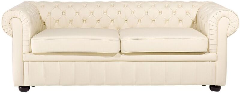 BELIANI - Divano vintage a 3 posti in pelle beige Chesterfield