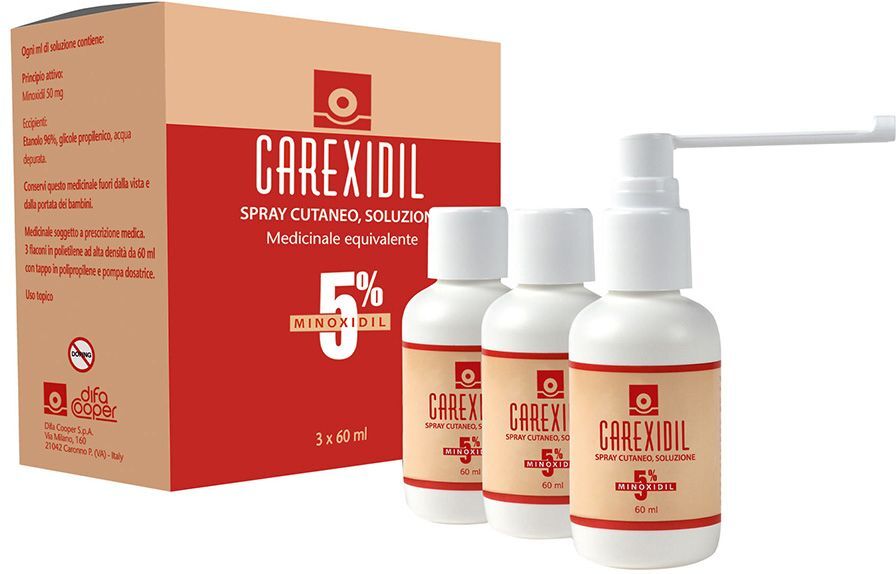 Carexidil 5% Spray Cutaneo, Soluzione 3x60 ml
