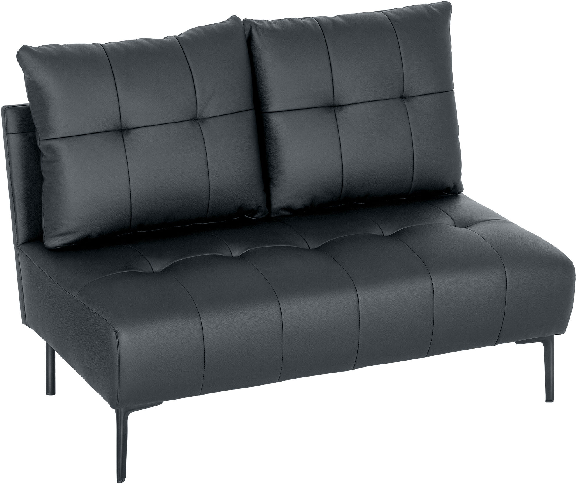 Homcom Divano 2 Posti in Finta Pelle Senza Braccioli e Trapuntato a Bottoni, 115x73x83 cm, Nero Aosom Italy