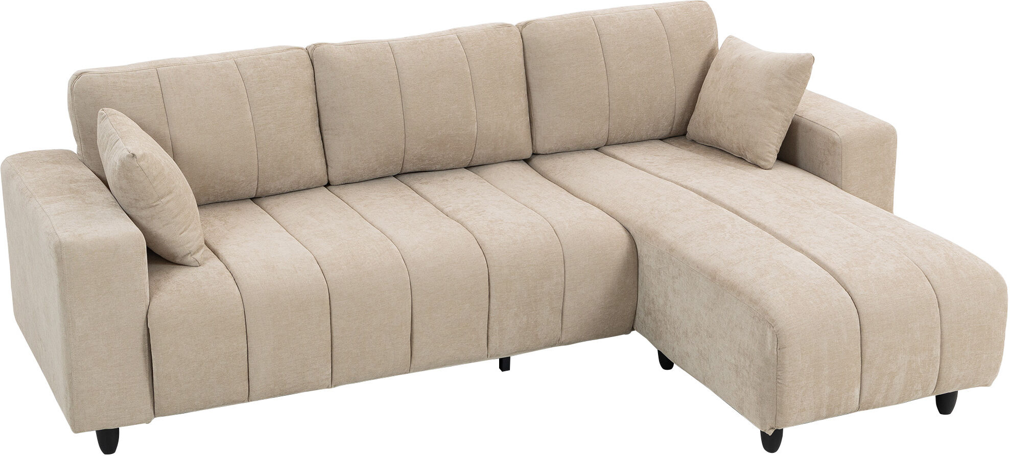 Homcom Divano angolare reversibile, divano 3 posti con penisola, 2 cuscini, struttura in acciaio, 242x156x87cm, beige Aosom Italy