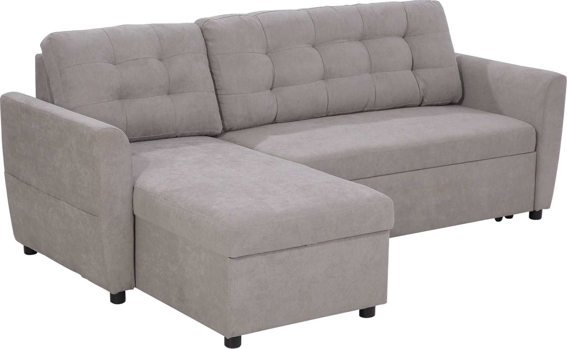 Homcom Divano Letto 3 Posti con Vano Contenitore in Tessutto Effetto Lino, Divano Letto Penisola, 217x134x85cm, Grigio   Aosom Italy