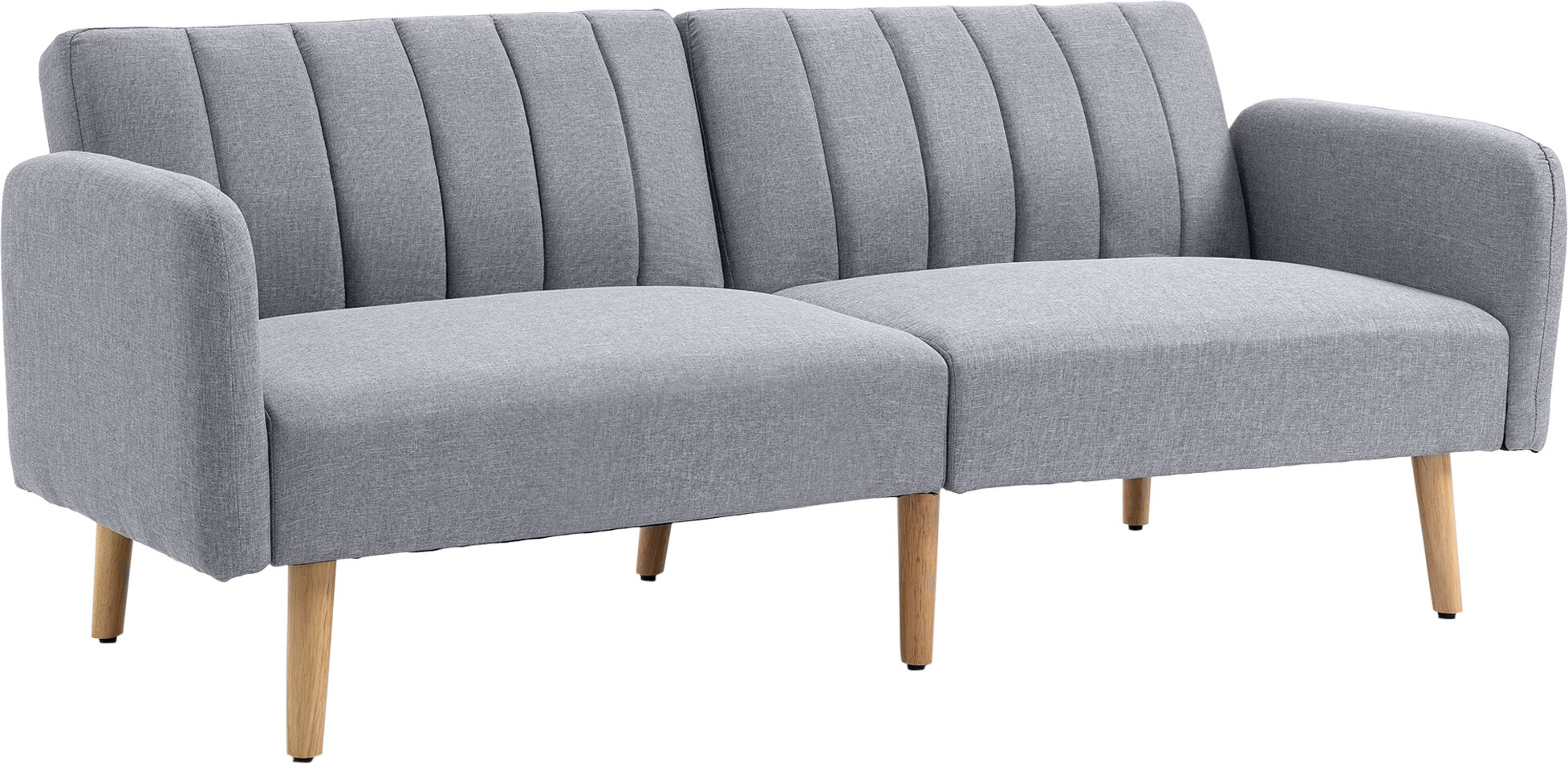 Homcom Divano Letto Convertibile 2 Posti Design Scandinavo Schienale regolabile 3 Posizioni Piedi in Legno Tessuto Effetto Lino Grigio