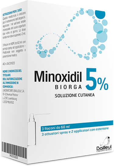 LABORATOIRES BAILLEUL S.A. MINOXIDIL BIORGA (LABORATOIRES BAILLEUL)*soluz cutanea 3 flaconi 60 ml 5%