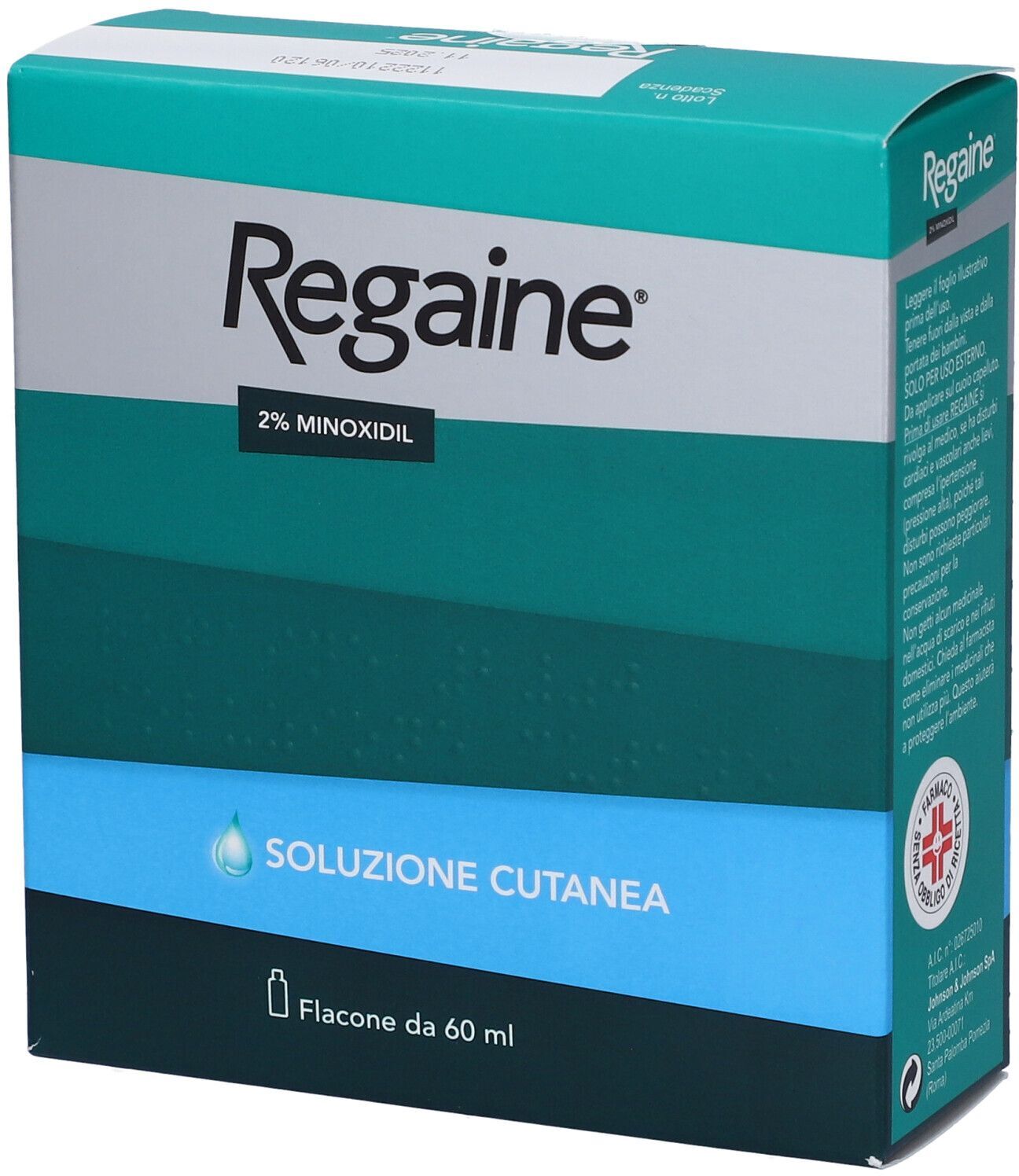 Regaine 2% Minoxidil Soluzione Cutanea per Alopecia Androgenetica Caduta Capelli 60 ml