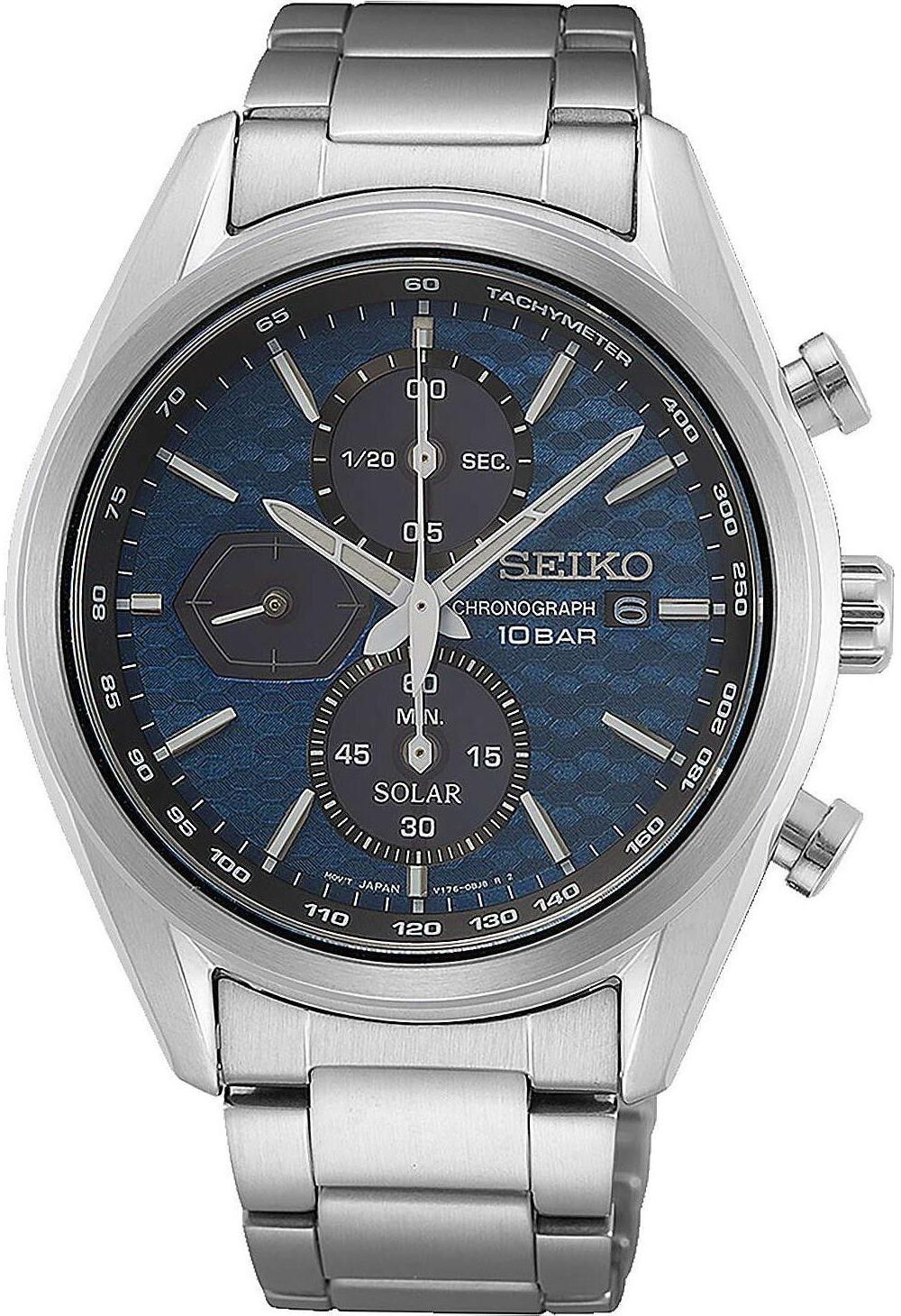 Seiko Orologio da polso, Cronografo solare, Argento, (Orologio da polso analogico, 41 mm)