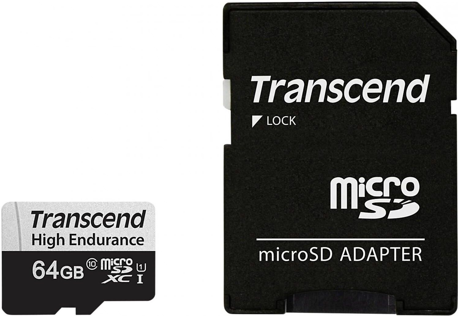 TRANSCEND MEMORY CARD 64GB microSD w/ adapter U1, High Endurance
