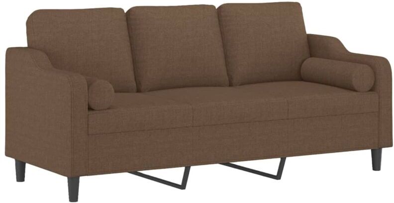 VIDAXL - Divano a 3 Posti con Cuscini Marrone 180 cm in Tessuto