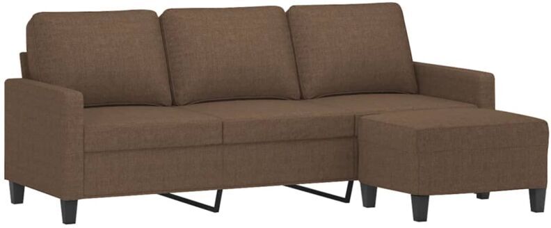 VIDAXL - Divano a 3 Posti con Poggiapiedi Marrone 180 cm in Tessuto