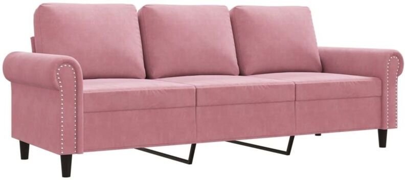 VIDAXL - Divano a 3 Posti rosa 180 cm in Velluto