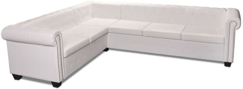 VIDAXL - Divano Angolare Chesterfield a 6 Posti Pelle Artificiale Bianca