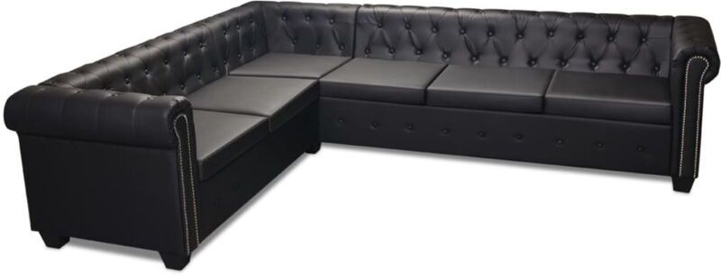 VIDAXL - Divano Angolare Chesterfield a 6 Posti Pelle Artificiale Nera