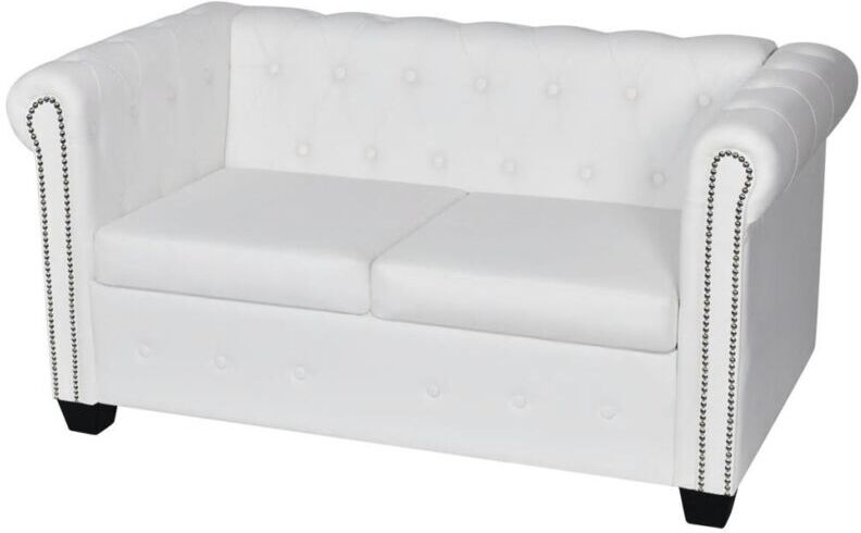 VIDAXL - Divano Chesterfield a 2 Posti in Finta Pelle Bianco