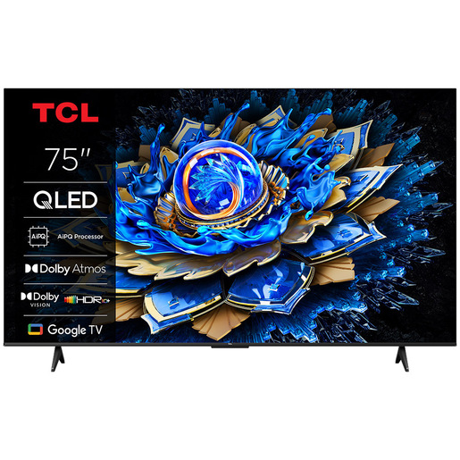 TCL T69C 75T69C 50'' QLED, TV Direct LED, TV 4K HDR, Smart TV alimentata da Google TV (Dolby Vision & Atmos, Game Master, Motion Clarity, compatibile con