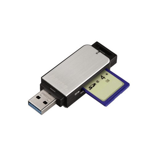 Hama Lettore USB 3.0 slim, micro SD, micro SDXC, micro SDHC, MMC, SD, SDHC,SDXC, corpo in metallo, UHS-1, grigio, blister