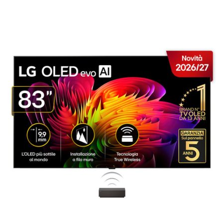 LG OLED evo AI Wallpaper TV 83” W6 OLED83W69LA, 4K, spessore 9,9mm, True Wireless, Staffe filo muro SMART TV 2026