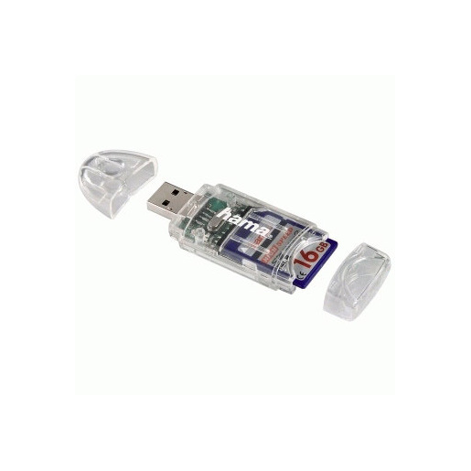 Hama Lettore USB 2.0 ''8 in 1'' slim, SD, SDHC, SDXC, MMC, MMC plus, miniSD, mini SDHC, microSD, microSDHC, trasparente, blister