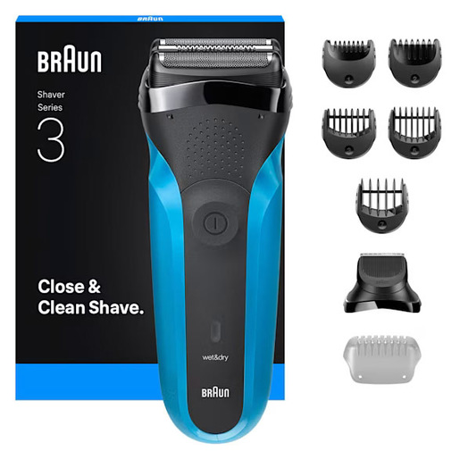 Braun Series 3 Rasoio Elettrico, Wet & Dry, 310BT, Blu