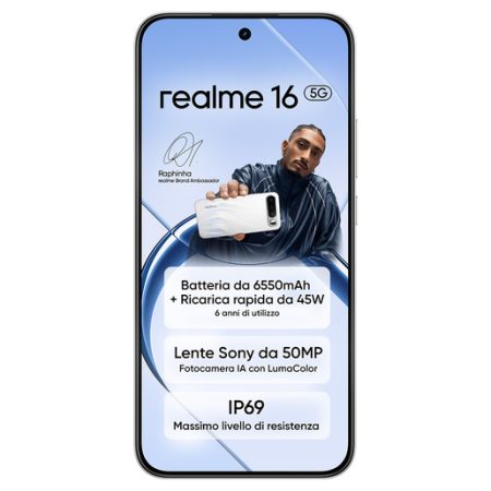 realme 16 5G 16,7 cm (6.57”) Doppia SIM Android 16.0 USB tipo-C 8 GB 256 GB 6550 mAh Bianco