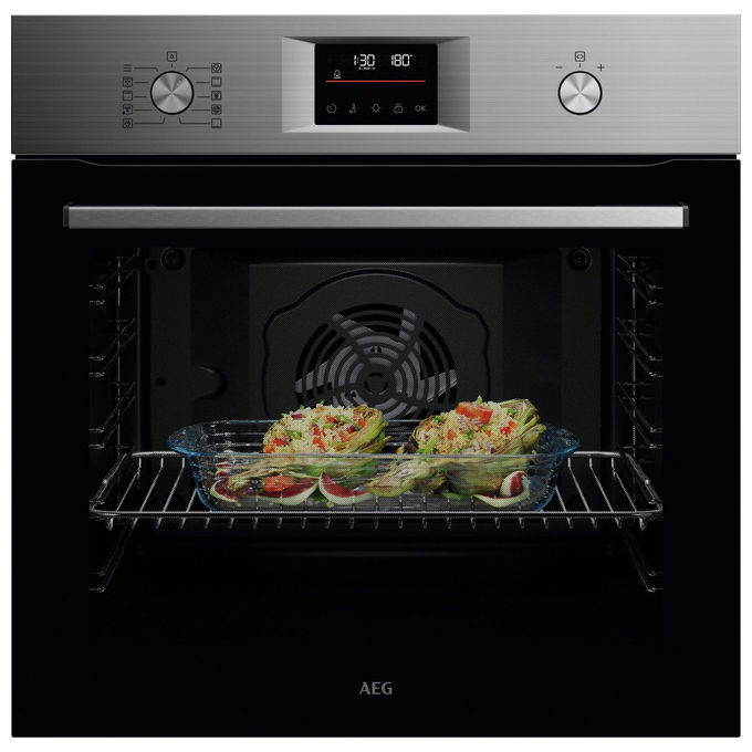 Aeg Forno Elettrico Multifunzione Pirolitico Serie 5000 TU5PB43SM 72 Litri Nero Acciaio Inox