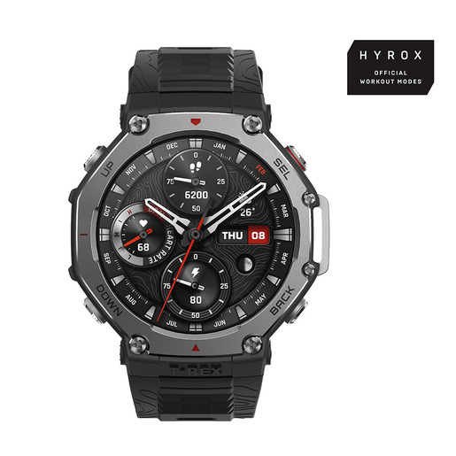 Amazfit T-Rex 3 3,81 cm (1.5'') AMOLED 48.5 mm Digitale 480 x 480 Pixel Touch screen Nero Wi-Fi GPS (satellitare)