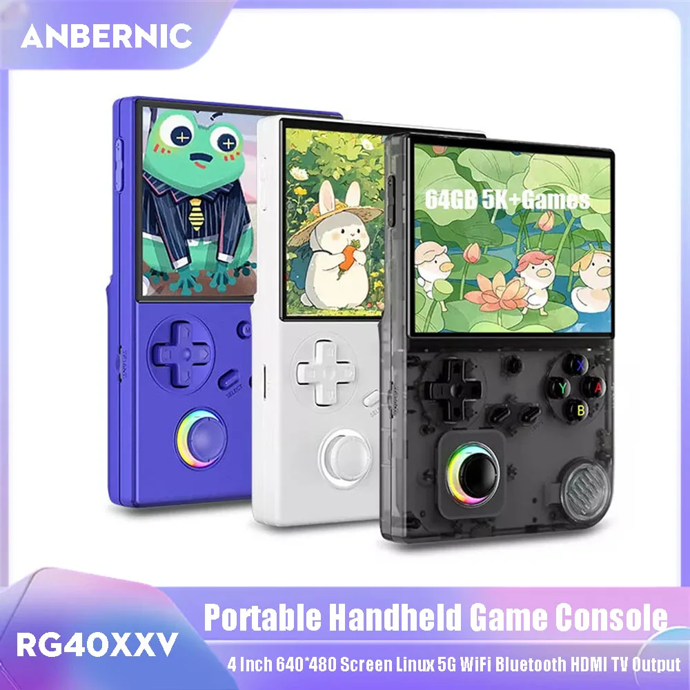 ANBERNIC RG40XXV Lettore per videogiochi 4 '' 640*480 Schermo Sistema Linux Console di gioco portatile retrò 5G WiFi Bluetooth Uscita HDMI