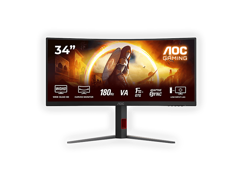 AOC CU34G4 Monitor Gaming, 34 ", WQHD, 3440 x 1440 Pixel, tempo di risposta 1 ms, refresh rate 180 Hz