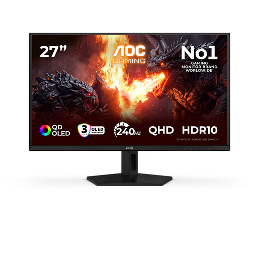 AOC G4 Q27G41ZDF Monitor PC 67,3 cm (26.5'') 2560 x 1440 Pixel Quad HD QD-OLED Nero, Rosso