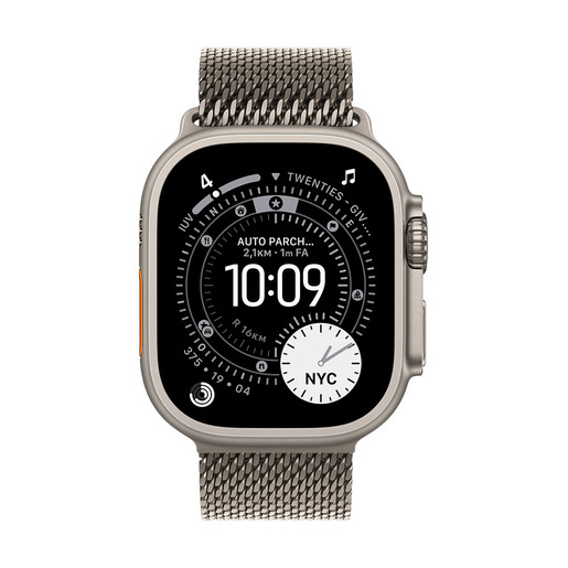 Apple Loop in maglia milanese in titanio naturale (49 mm) - Medium