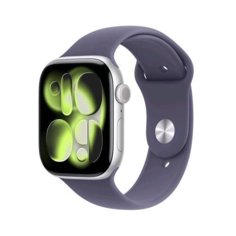 Apple watch series 11 gps 46mm cassa alluminio argento con sport band viola nebbia - m/l