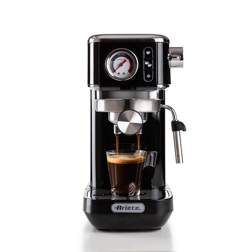 Ariete 1381 Macchina da caffè con manometro, compatibile con caffè in polvere e cialde ESE, 1300 W, Capacità 1,1 L, 15 bar di pressione, Filtro 1⁄2 tazze