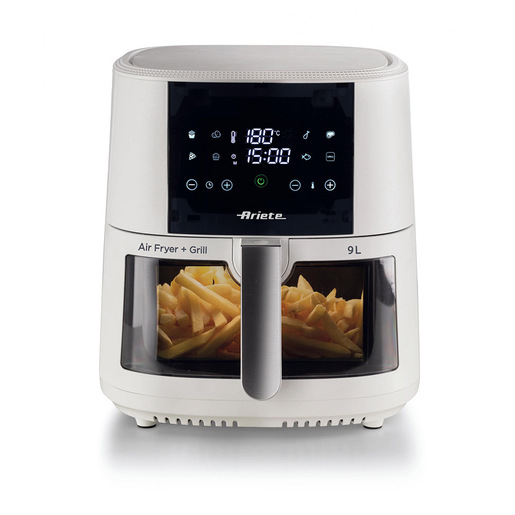 Ariete 4630 Friggitrice ad aria 9L, 1500 W, Capacità 9L, Capacità di cottura 3,5kg, 8 programmi preimpostati, Temperatura fino a 200°, Cestello trasparen