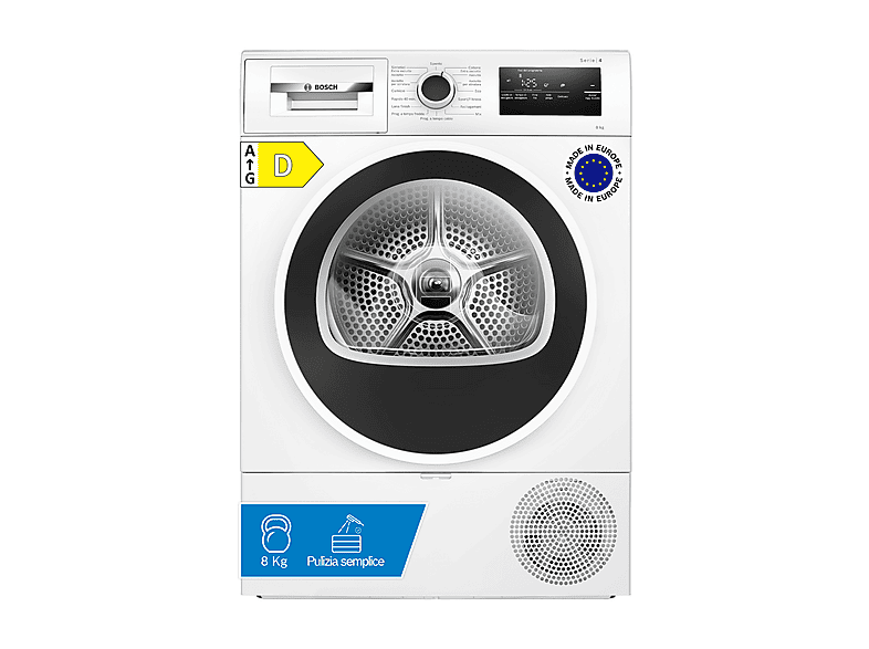 Asciugatrice BOSCH WTH85218II, a condensazione,8 kg, profondità 64,8 cm, AutoDry, filtro EasyClean, Sistema Sensitive Drying, Classe D