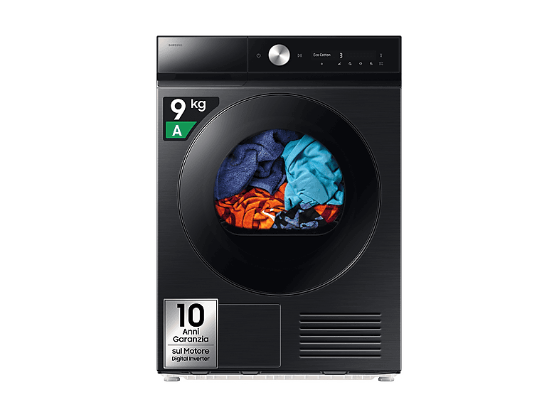 Asciugatrice SAMSUNG DV90DB8845GBU3, a condensazione, 9 Kg, profondità 60 cm, Funzione refresh, programmi automatici: AI Dry+; Pronto Stiro; Classe A