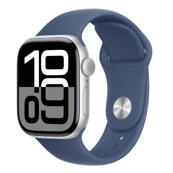 AW S10 GPS 46mm Silver Aluminium Case with Denim Sport Band - S/M