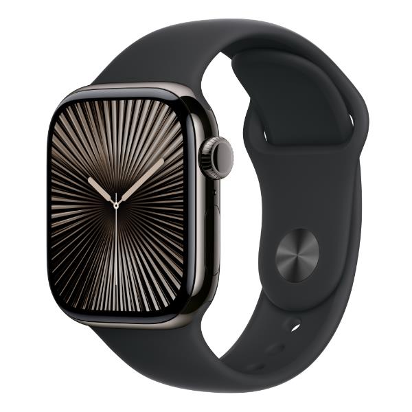 AW S10 GPS + Cellular 42mm Slate Titanium Case with Black Sport Band - M/L