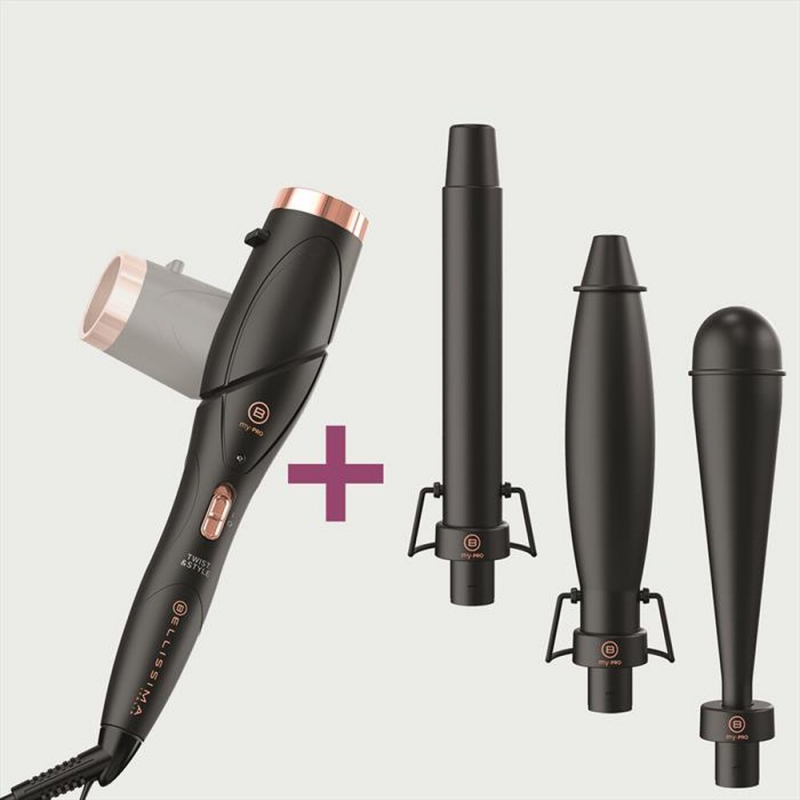 Bellissima Twist&Style arricciacapelli, manico + 3 accessori per ricci e onde, temperatura automatica, riscaldamento rapido, rivestimento in ceramica, orientabile a 90°, idea regalo