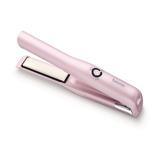 Beurer Piastra per capelli a batteria HS 20 con ricarica USB, tre livelli di temperatura e riscaldamento rapido, ideale per viaggiare, rosa