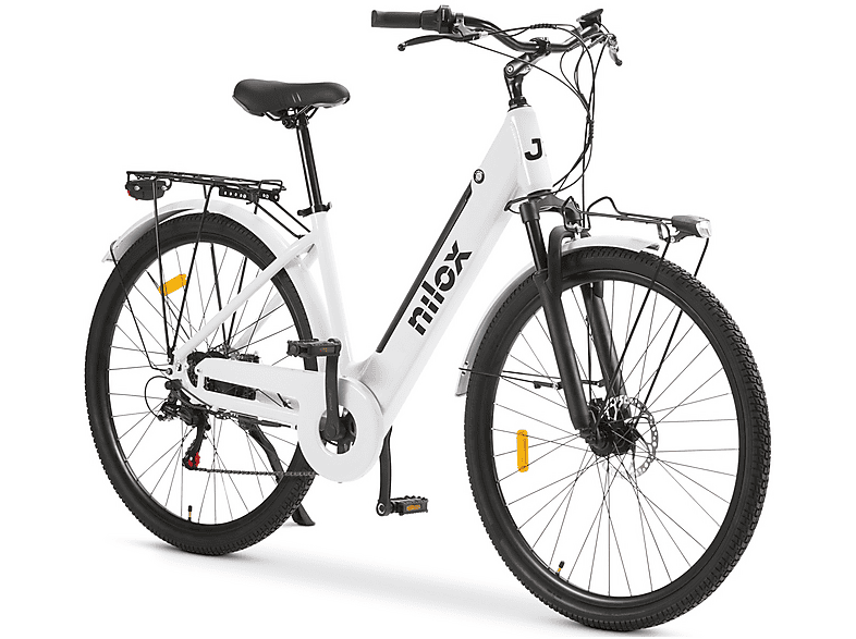 Bicicletta Elettrica Citibike NILOX J7 bianco, ruote da 28",velocità max 25 Km/h, motore 250W, autonomia fino a 80Km, batteria 13000mAh