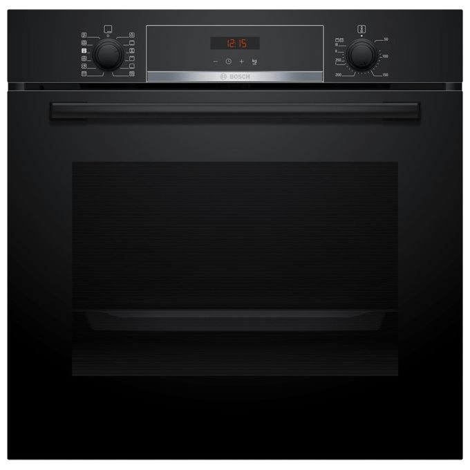 Bosch Serie 4 HQA574BB3 Forno elettrico da incasso Value Steam 71 Litri Classe A+ Pirolitico Display digitale LED rosso 10 programmi automatici 8 funzioni cottura 3D funzione HotAir steam vaschetta dell'acqua da 0,2l 60 cm Nero