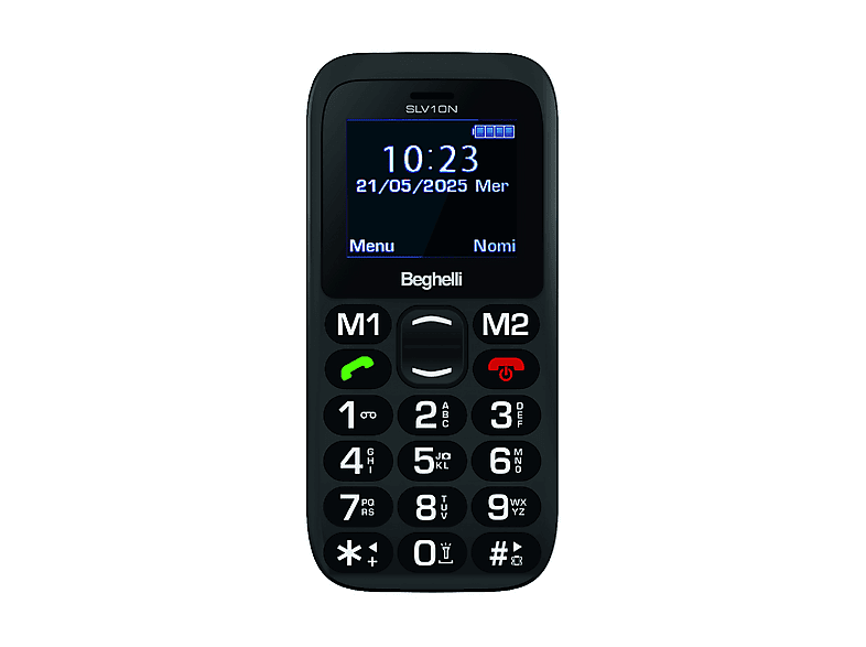 CELLULARE BEGHELLI Phone SLV10 ECODESIGN Nero, per anziani, tasti grandi, tasto di chiamata rapida soccorso