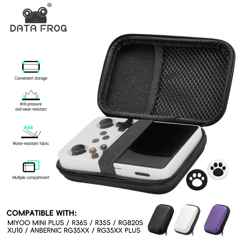 Data Frog per custodia R36S Borse per videogiochi retrò Custodia protettiva in EVA per RG35XX R35S Miyoo Mini Plus Borsa protettiva fondata