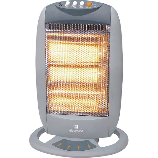 Electroline HHE125P stufetta elettrica Interno Grigio 1200 W Riscaldatore di ambienti elettrico alogeno