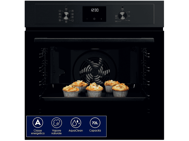 ELECTROLUX EOD3H50TH FORNO INCASSO Capacità 72 l, dimensoni: L 59,5 cm - A 58,9 P 54,8 cm, nero, classe