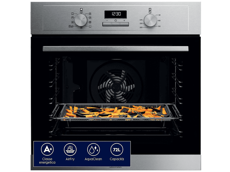 ELECTROLUX EOM3H04X FORNO INCASSO Capacità 72 l, dimensoni: L 59,4 cm - A 58,9 P 56,8 cm, inox, classe A+
